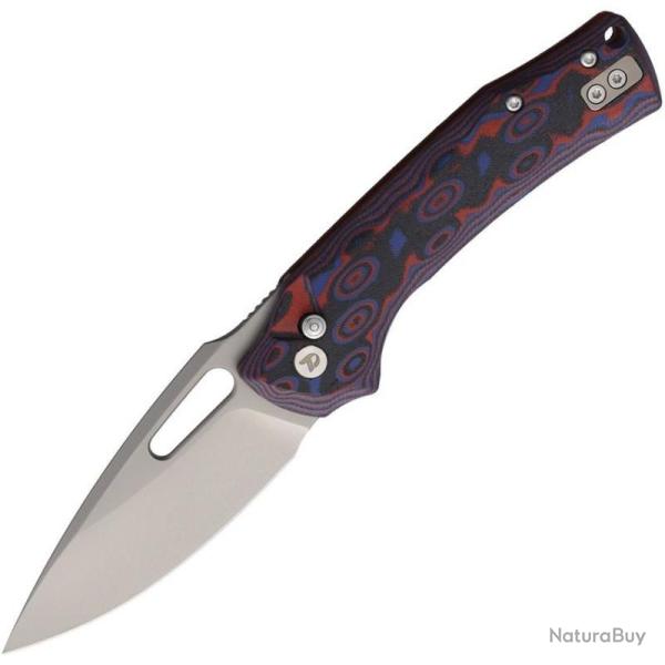 Couteau Dreamtech Lame Acier D2 Drop Point Manche Micarta Noir et Rouge Button Lock DTK4542MR