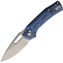Couteau Dreamtech Lame Acier D2 Drop Point Manche Micarta Bleu et Vert Button Lock DTK4542MBL