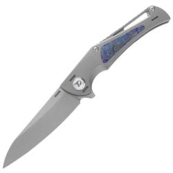 Couteau Dreamtech Lame Acier M390 Reverse Tanto Manche Titane Gris Zirconium Frame Lock DTK3386Z