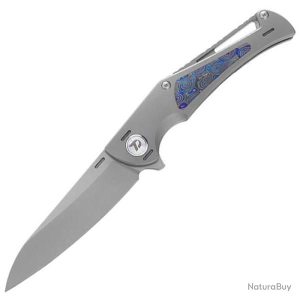 Couteau Dreamtech Lame Acier M390 Reverse Tanto Manche Titane Gris Zirconium Frame Lock DTK3386Z