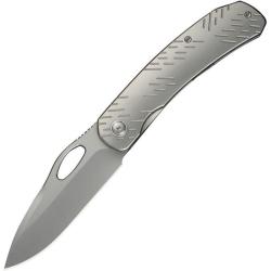 Couteau We Knife Inmate Lame Spear Point Acier 20CV Manche Titane Gris Frame Lock WE23096B1