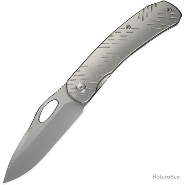 Couteau We Knife Inmate Lame Spear Point Acier 20CV Manche Titane Gris Frame Lock WE23096B1