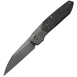 Couteau We Knife Brr15 Lame Wharncliffe Acier M390 Manche Titane Gris Poli Bolster Lock WE240073