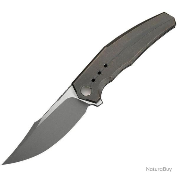 Couteau We Knife Kyklos Lame Clip Point Acier M390 Manche Titane Bronze Frame Lock WE230862