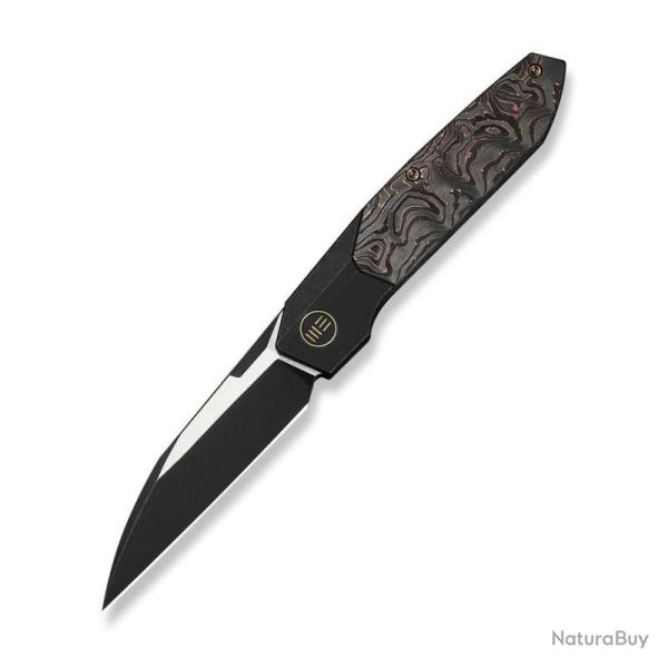 Couteau We Knife Brr15 Lame Wharncliffe Acier M390 Manche Titane Noir Bolster Lock WE240071