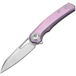 Couteau Dreamtech Lame Acier M390 Manche Titane Violet Button Lock DTK4281VP