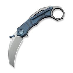 Couteau We Knife Tayra Lame Hawkbill Acier M390 Manche Titane Bleu Frame Lock WE240693