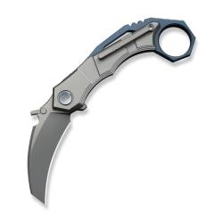 Couteau We Knife Tayra Lame Hawkbill Acier M390 Manche Titane Gris Frame Lock WE240692