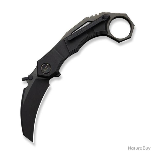 Couteau We Knife Tayra Lame Hawkbill Acier M390 Manche Titane Noir Frame Lock WE240691