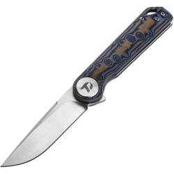 Couteau Dreamtech Lame Acier D2 Drop Point Manche Micarta Bleu Oc&eacute;an Liner Lock DTK3897MBL