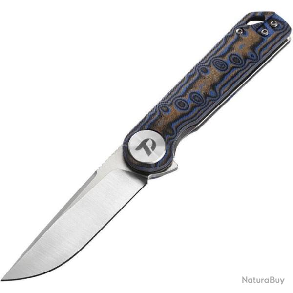 Couteau Dreamtech Lame Acier D2 Drop Point Manche Micarta Bleu Oc�an Liner Lock DTK3897MBL
