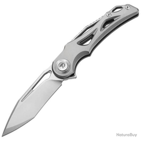 Couteau Dreamtech Lame Acier M390 Modified Tanto Manche Titane Gris Button Lock DTK3665G
