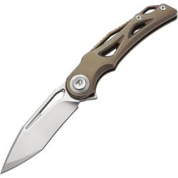 Couteau Dreamtech Lame Acier M390 Modified Tanto Manche Titane Bronze Button Lock DTK3665BR