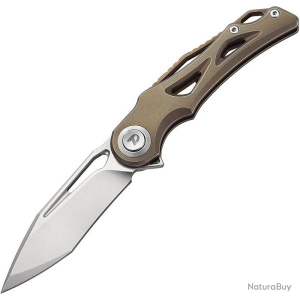 Couteau Dreamtech Lame Acier M390 Modified Tanto Manche Titane Bronze Button Lock DTK3665BR