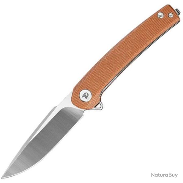 Couteau Dreamtech Lame Acier D2 Drop Point Manche Micarta Naturel Liner Lock DTK3613MO