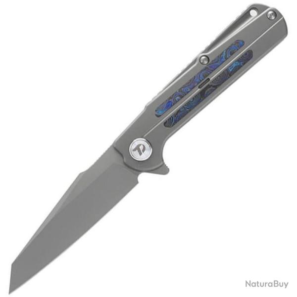 Couteau Dreamtech Lame Acier M390 Reverse Tanto Manche Titane Timascus Frame Lock DTK3403Z