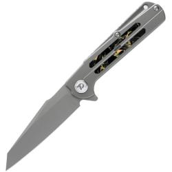 Couteau Dreamtech Lame Acier M390 Reverse Tanto Manche Titane CF Jaune Frame Lock DTK3403Y