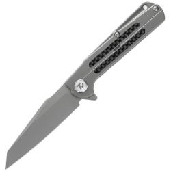 Couteau Dreamtech Lame Acier M390 Reverse Tanto Manche Titane CF Twill Frame Lock DTK3403C