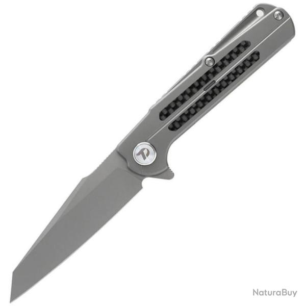 Couteau Dreamtech Lame Acier M390 Reverse Tanto Manche Titane CF Twill Frame Lock DTK3403C