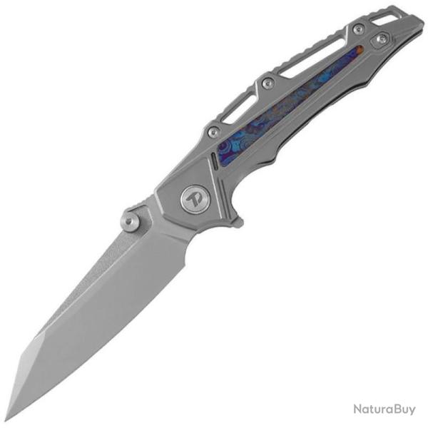 Couteau Dreamtech Lame Acier M390 Reverse Tanto Manche Titane Gris Zirconium Frame Lock DTK3385Z