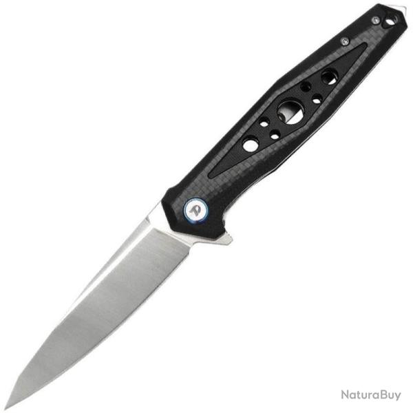 Couteau Dreamtech Lame Acier D2 Spear Point Manche G10 Noir Fibre de Carbone Liner Lock DTK3347C