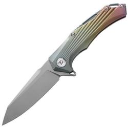 Couteau Dreamtech Lame Acier D2 Reverse Tanto Manche Titane Multicolore Sculpt&eacute; Frame Lock DTK3287TM