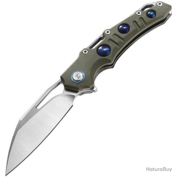 Couteau Dreamtech Lame Acier D2 Reverse Tanto Manche Micarta Canvas OD Green Liner Lock DTK3502MGR