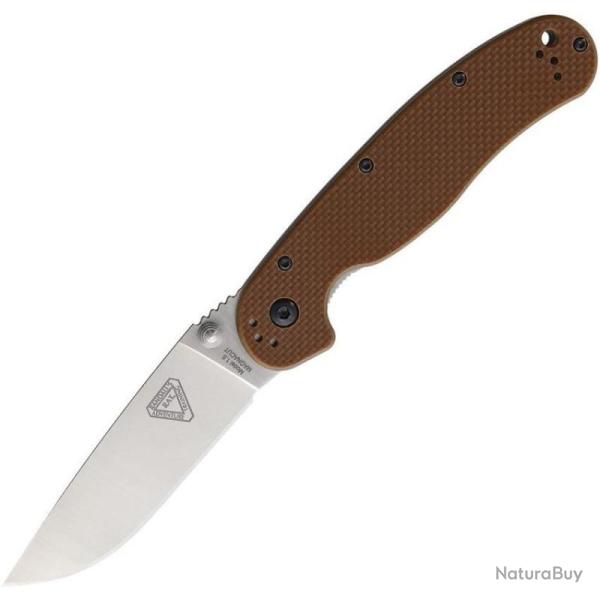 Couteau Pliant Ontario RAT 1.5 Lame Acier MagnaCut Manche G10 Marron Fabrication Taiwan ON8883