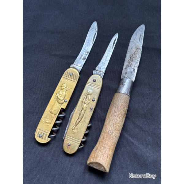 Lot de 3 couteaux anciens
