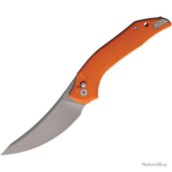 Couteau Dreamtech Lame Acier D2 Upswept Manche G10 Orange Button Lock DTK3052GO