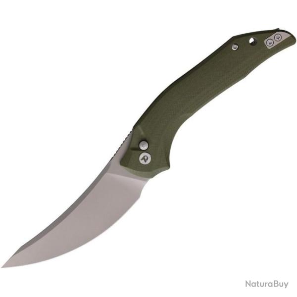 Couteau Dreamtech Lame Acier D2 Upswept Manche G10 OD Green Button Lock DTK3052GGR