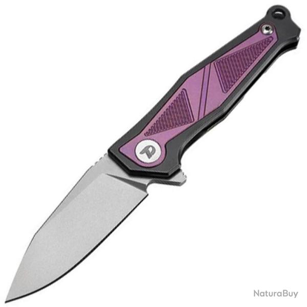 Couteau Dreamtech Lame Acier M390 Drop Point Manche Titane Noir Zirconium Violet Frame Lock DTK1339P