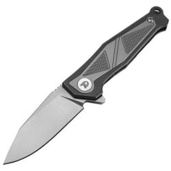 Couteau Dreamtech Lame Acier M390 Drop Point Manche Titane Noir Zirconium Gris Frame Lock DTK1339G
