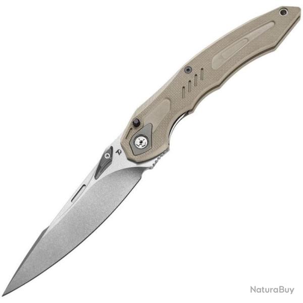 Couteau Dreamtech Lame Acier D2 Spear Point Manche G10 Beige Liner Lock DTK1101GD