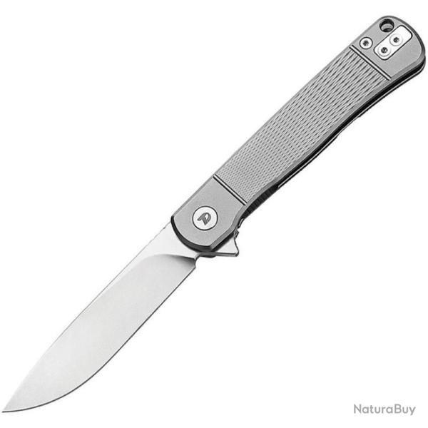 Couteau Dreamtech Frame Lock Lame Acier D2 Drop Point Manche Titane Gris Textur� DTK4369VG