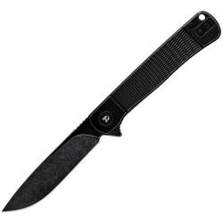Couteau Dreamtech Frame Lock Lame Acier D2 Drop Point Manche Titane Noir Textur&eacute; DTK4369VB