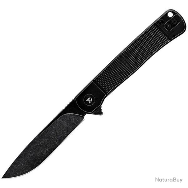 Couteau Dreamtech Frame Lock Lame Acier D2 Drop Point Manche Titane Noir Textur� DTK4369VB
