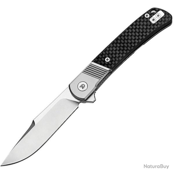 Couteau Dreamtech Frame Lock Lame VG-10 Manche Titane Gris Incrustation Carbone Twill DTK4368VC