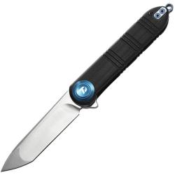 Couteau Dreamtech Button Lock Lame Acier 14C28N Tanto Manche G10 Black DTK4324GB