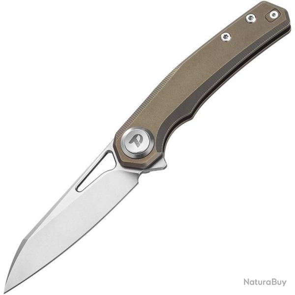 Couteau Dreamtech Button Lock Lame Acier M390 Manche Ti Bronze DTK4281BR