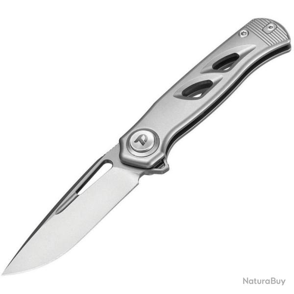 Couteau Dreamtech Button Lock Lame Acier M390 Drop Point Manche Titane Gris DTK4260VG