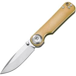 Couteau Dreamtech Button Lock Lame Acier VG-10 Drop Point Manche Gold DTK4245VTGR