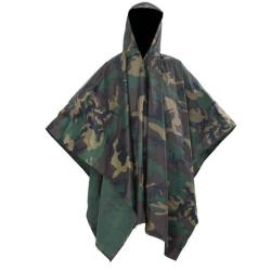 Poncho pluie polyester PVC camouflage imperm&eacute;able l&eacute;ger randonn&eacute;e