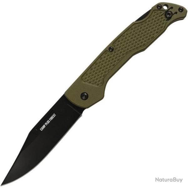Couteau Pliant Ontario Camp Plus EDC Lockback Lame Acier 420 Manche Nylon Vert OD ON4315GRNTC
