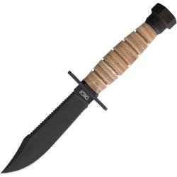 Couteau Fixe Ontario Air Force One Knife Lame Acier Carbone Manche Cuir &Eacute;tui Cuir Made in USA ON1499