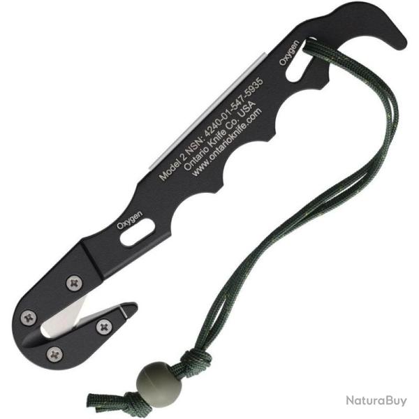 Coupe-Sangle Ontario Model 2 Strap Cutter Lame Inox Manche Aluminium Noir Made in USA ON1414