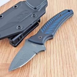 Couteau Fixe Ontario Nona Lame Acier 420 Manche G10 Noir Bleu &Eacute;tui Nylon Made in USA ON8743