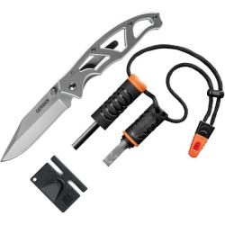 Couteau Gerber Paraframe Combo Allume-Feu et Aff&ucirc;teur Lame Acier Inoxydable Manche Squelette G4134