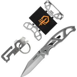 Couteau Gerber Paraframe Combo Lame Acier Inoxydable Manche Squelette Inox Outil et Portefeuille