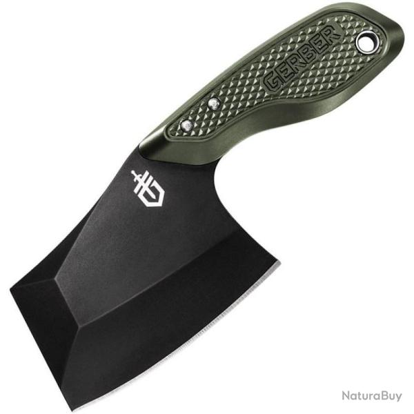 Couteau Fixe Gerber Tri-Tip Mini Cleaver Lame Acier 7Cr17MoV Manche Aluminium Vert �tui Nylon G3727